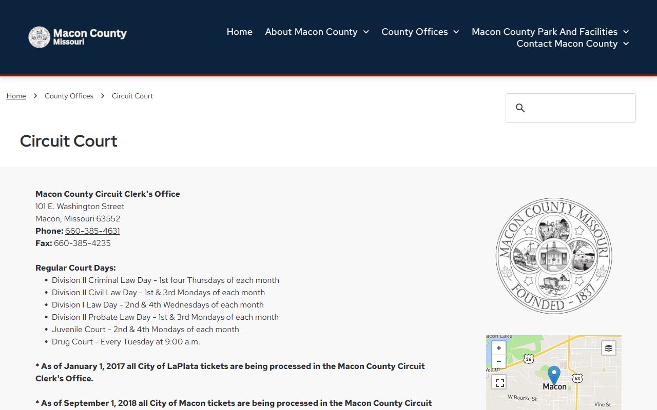 Macon County Court records Circuit Court court days