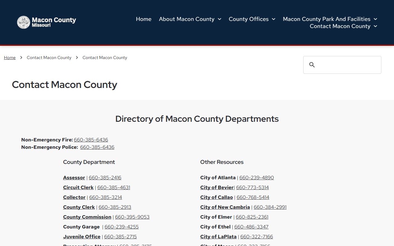Macon County Court records county contact page