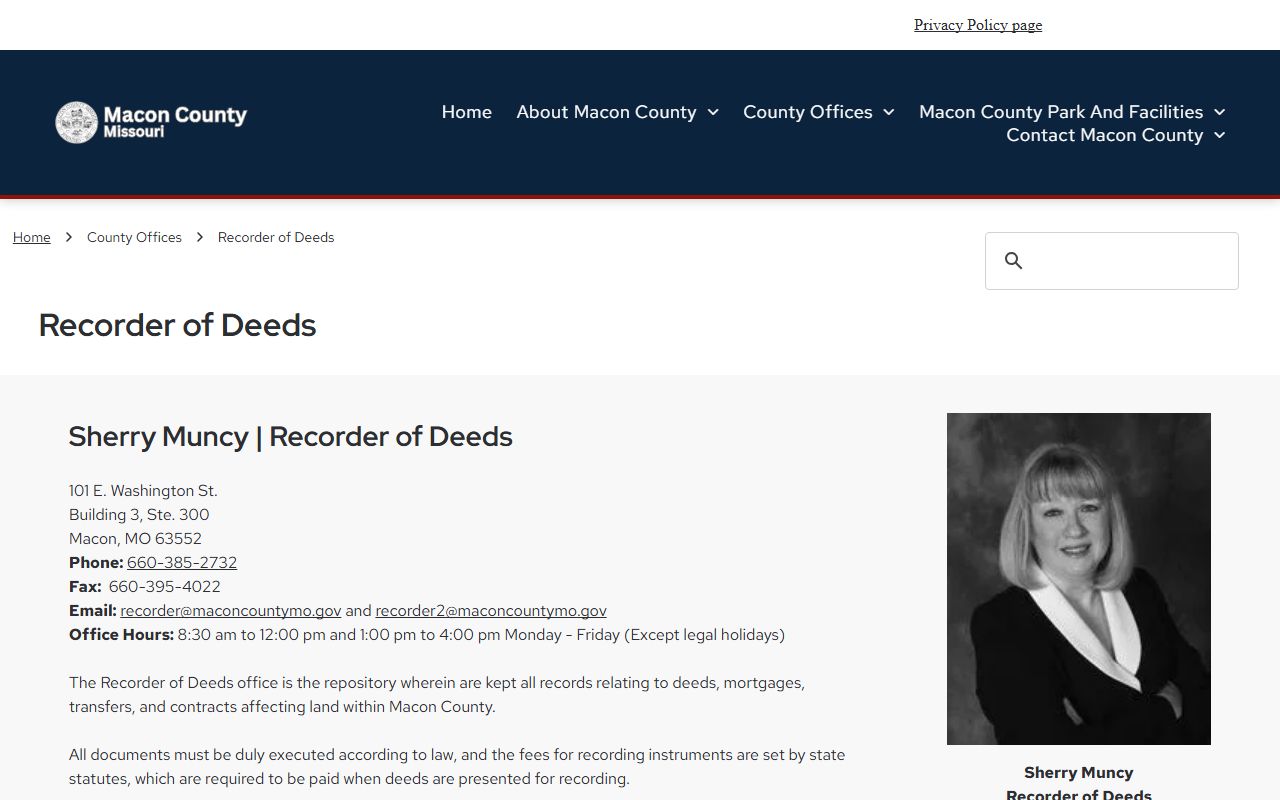 Macon County marriage records Recorder of Deeds page
