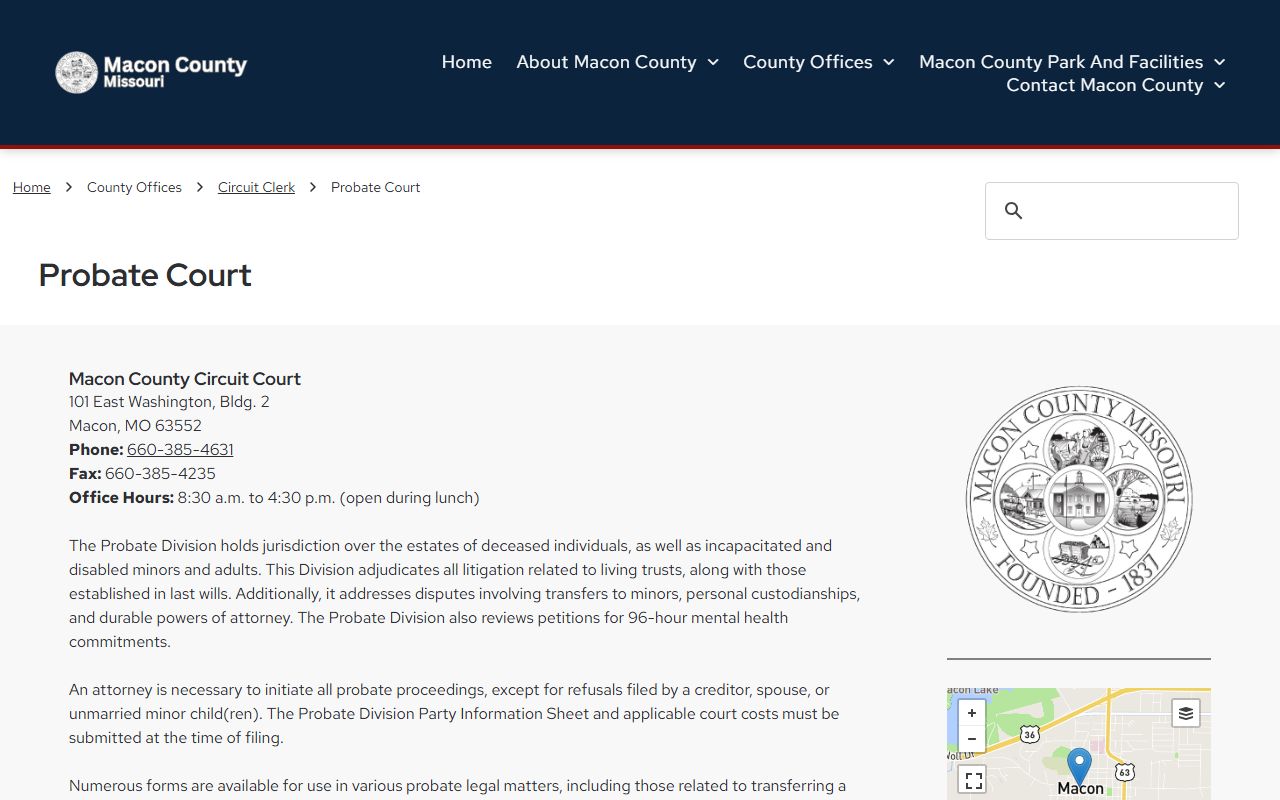 Macon County probate records Probate Division page