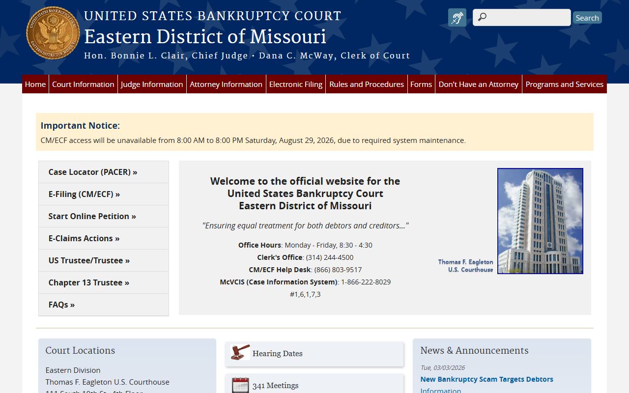 Macon County probate records Eastern Missouri Bankruptcy Court context