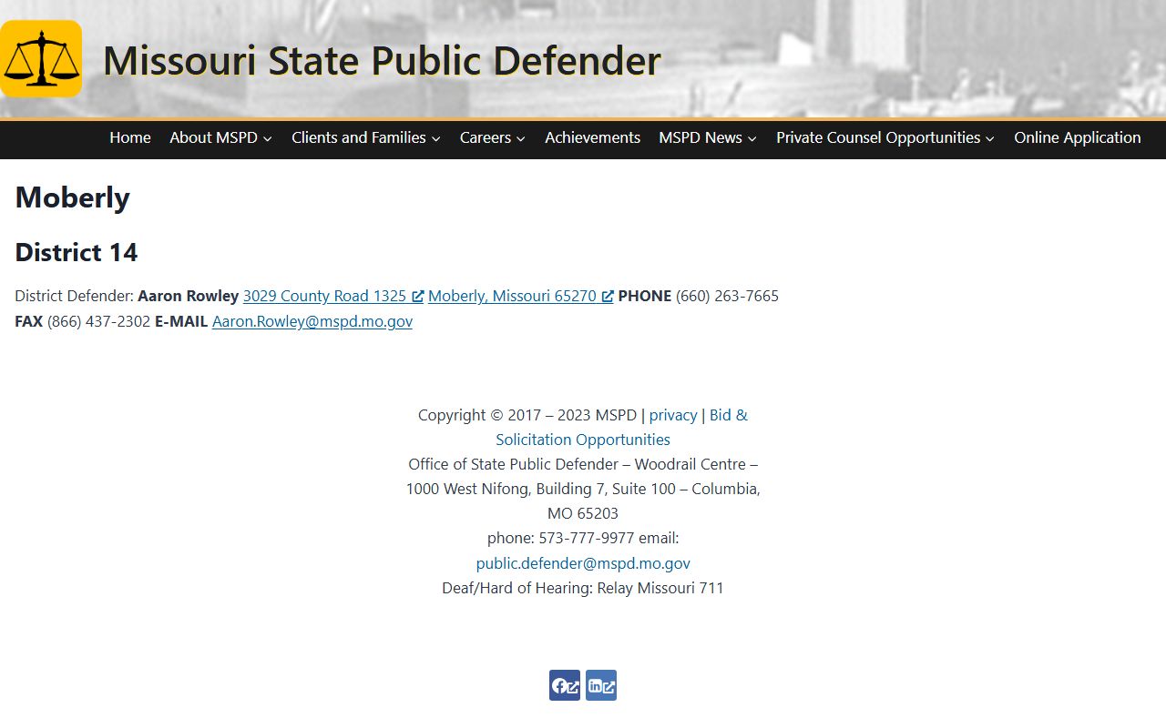Macon County warrant records public defender Moberly office